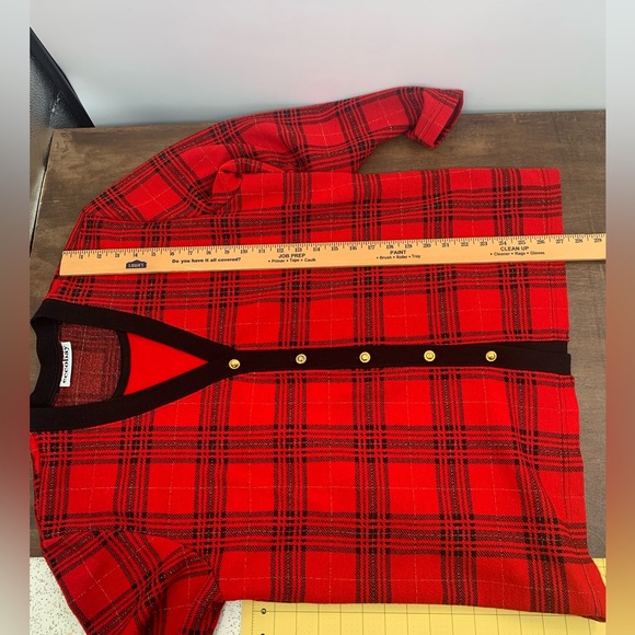 Vintage Preppy 80s/90s Red Black Gold Two in One Sweater Large - Picture 9 of 13